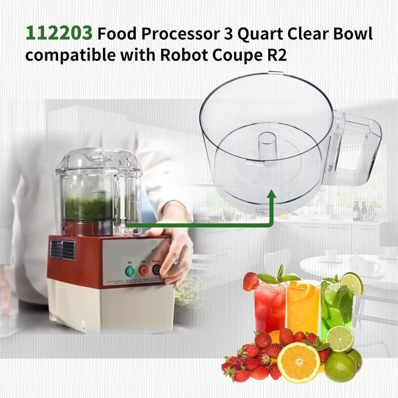 Vanshly 112203 Food Processor 3 Quart Clear Bowl compatible with Robot Coupe R2 - Image 3